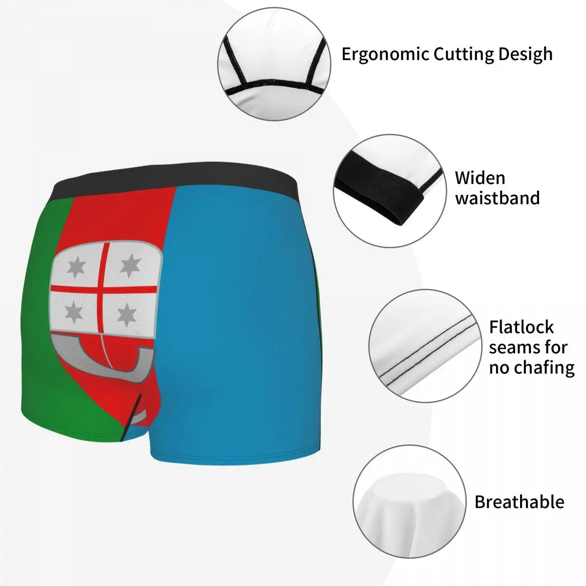 Flag Of Liguria Men's Boxer Briefs regions of Italy Humor Graphic Men's boxer leggings