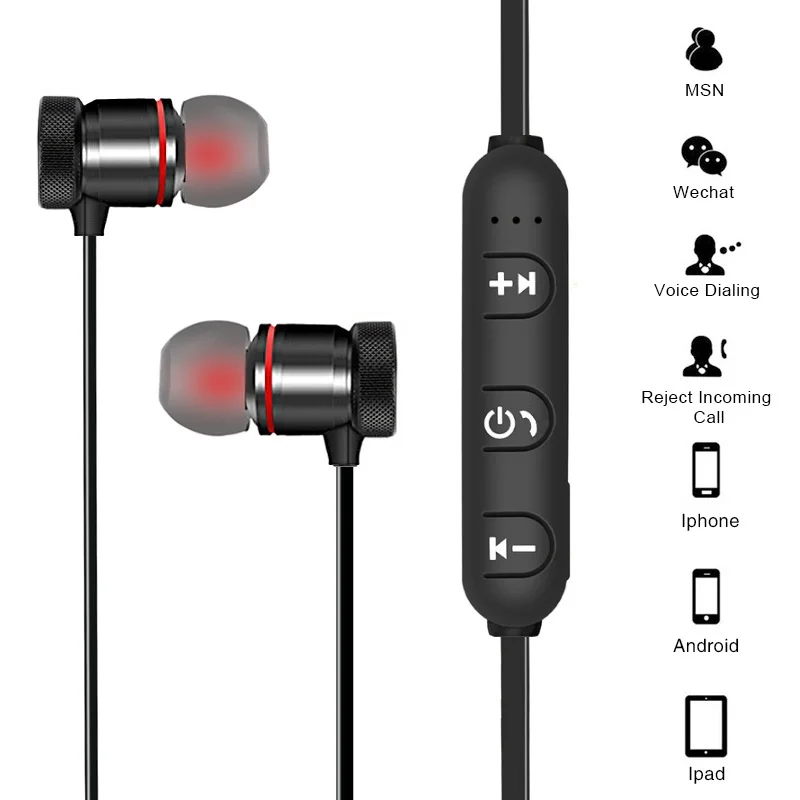 Беспроводные супер наушники с защитой от пота и басов bluetooth магнитные спортивные