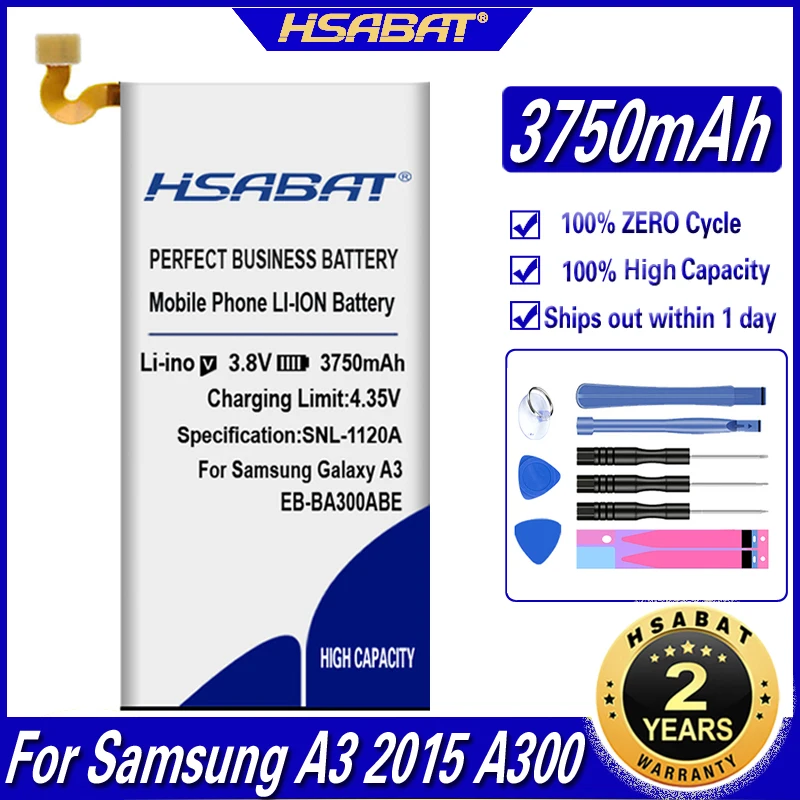 Аккумулятор HSABAT 3750 мАч для Samsung Galaxy A3 2015 A300 A3000 A300X A300H A300F A3009 A300FU A300G A300M