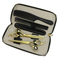 6 inch japanese steel hair scissors golden hair scissors and comb case hairdresser scissors professional