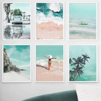 sea beach girl coconut tree nordic canvas posters and prints wall art print canvas painting wall pictures for living room decor