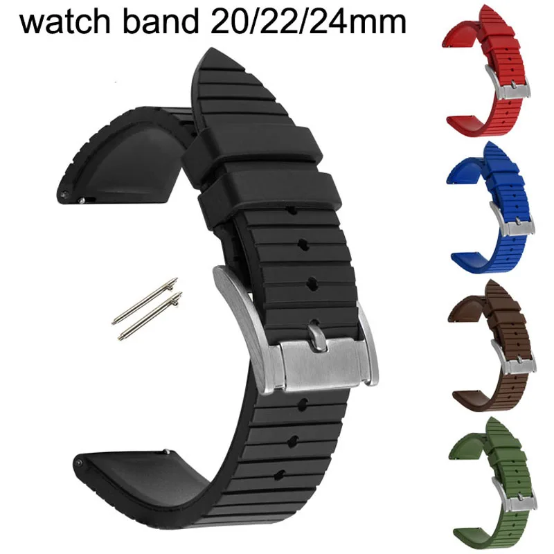 

Rubber watch band 20mm 22mm 24mm Silicone watch strap Replacement Wrist Bracelet Quick release pins Watchbands