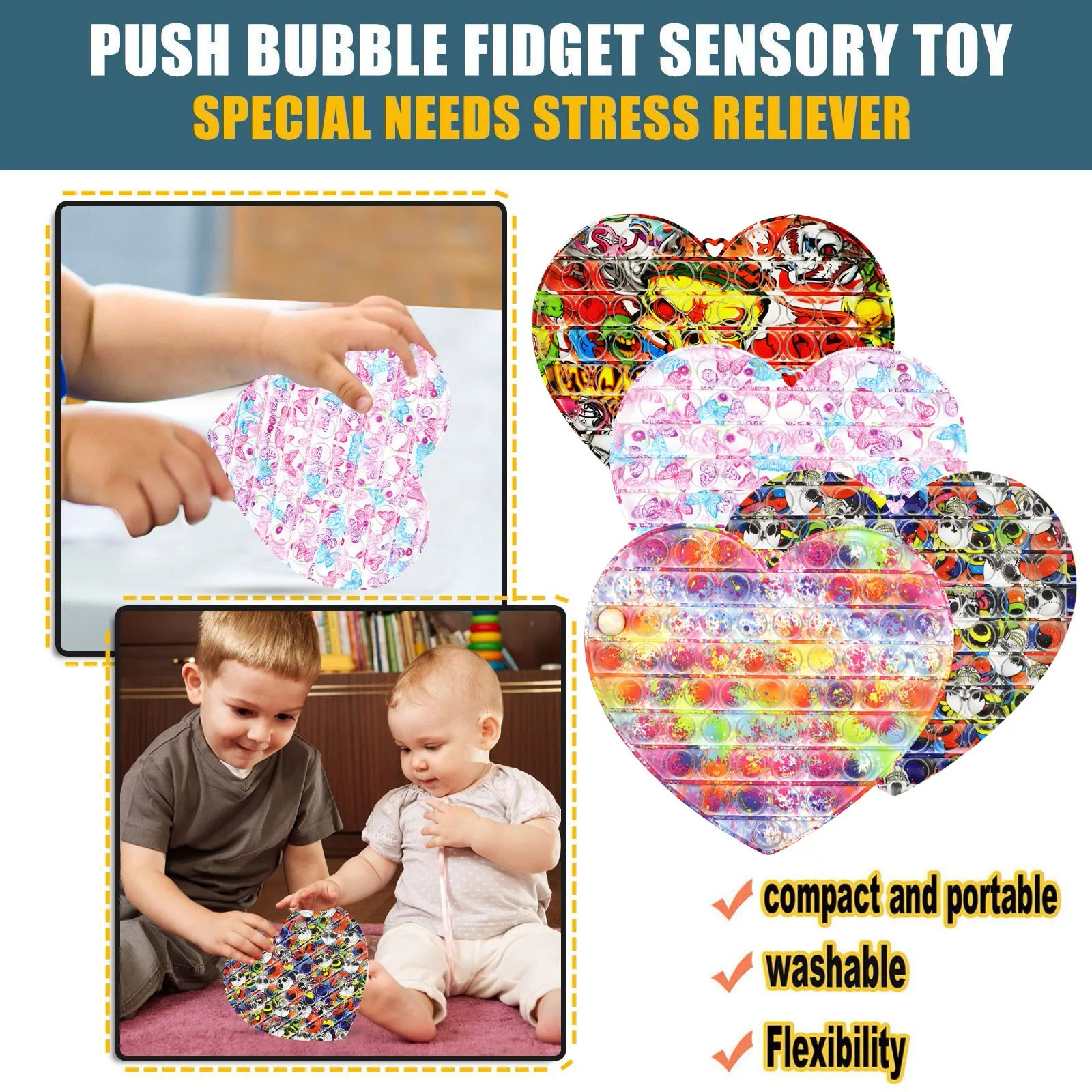 

1pc Fidget Stress Toys Push Bubble Fidget Sensory Toy Autism Special Needs Stress Reliever Children Funny Gift Pops Juguetes