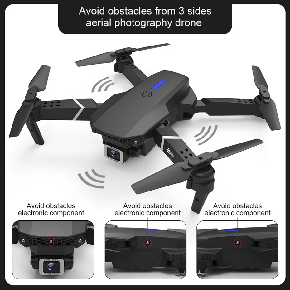 

Drone 4K E525 Pro HD Wide Angle Camera WiFi FPV Altitude Holding Smart Avoidan Foldable RC Quadcopter Selfie Dron Toys