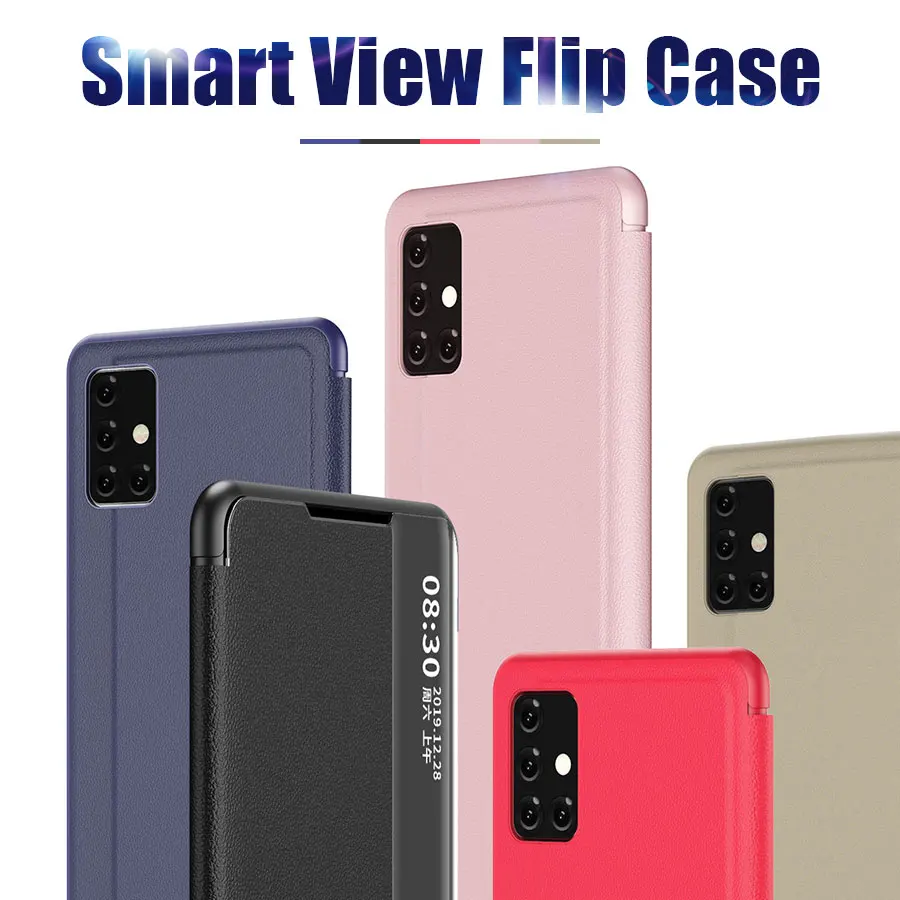 silicone case samsung Smart View Window Flip Case For Samsung Galaxy A12 A32 A52 A72 A71 A51 S22 Ultra 5G S21 S20 FE S10 S9 Plus Note 20 Leather Cover samsung silicone