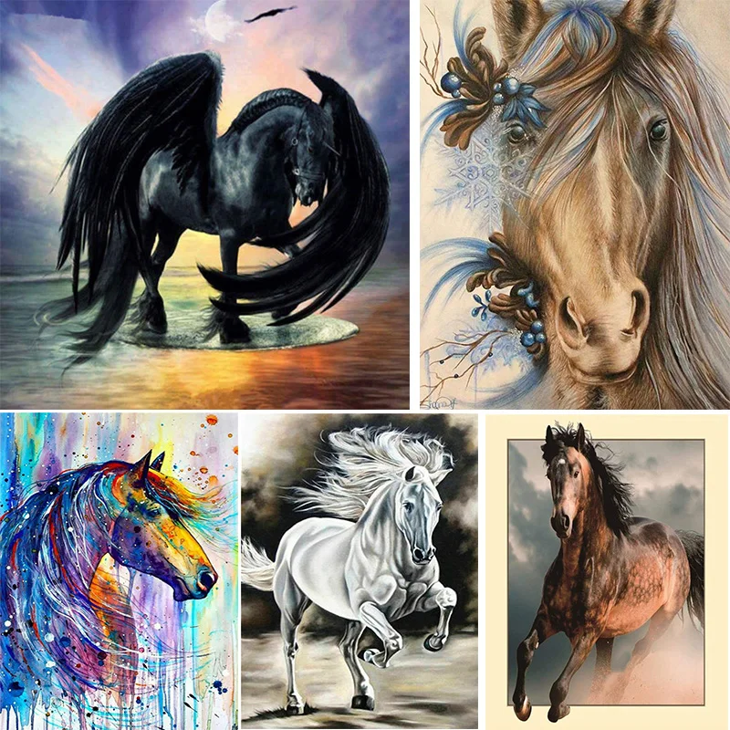 

Diamond Embroidery Anmial DIY Diamond Painting Horse 5D Cross Stitch Diamond Mosaic Landscape Rhinestones Home Decor