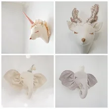 Украшение для детской комнаты, 3D голова животных, слон, единорог, Настенный декор для детской комнаты, украшение для детской комнаты, мягкая установка