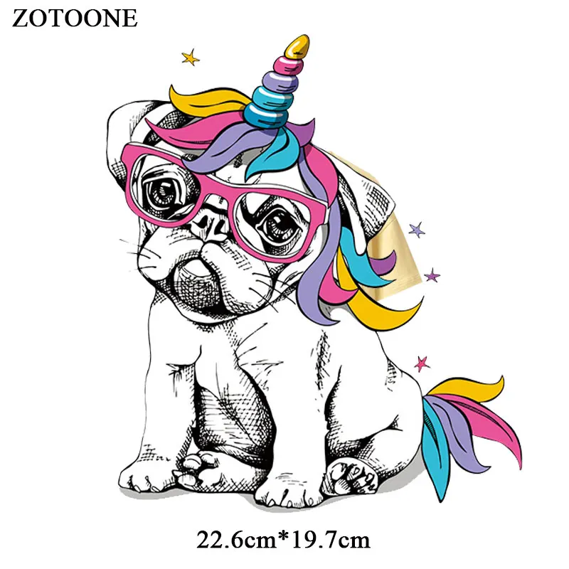 1 ZOTOONE железные нашивки в форме собак аппликация на одежду с принтом DIY вышитая мультяшная нашивка единорога теплопередача для одежды G - Цвет: 1