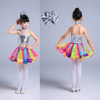 girls latin dance jazz dance ballet colorful puff skirt dress dance skirt mesh skirt stage sequin skirt