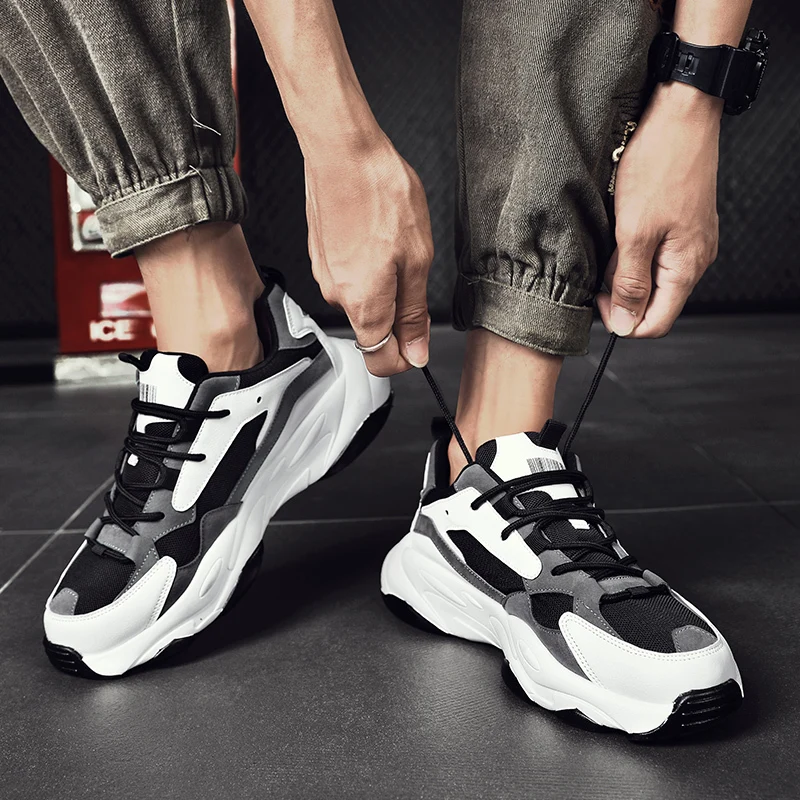 

2021 Running Shoes New Clunky Sneakers Mesh Breathable Comfortable Sport Shoes Man Leisure Lace-up Casual Men Zapatillas Hombre