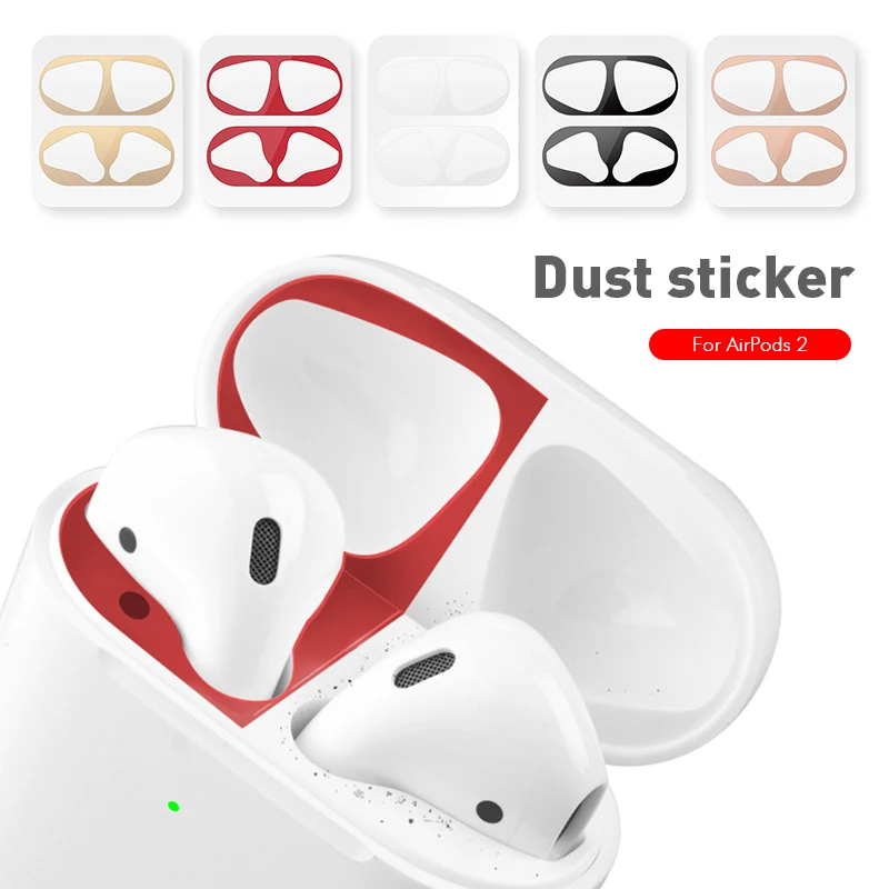 Металлическая пыль защитная наклейка для Apple Airpods 2 Чехол Пылезащитный протектор