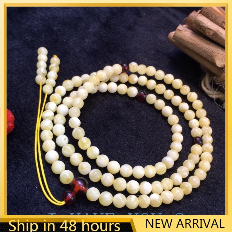 Натуральный русский белый цветок мед воск 108 Будда бусины в старинном стиле ручка