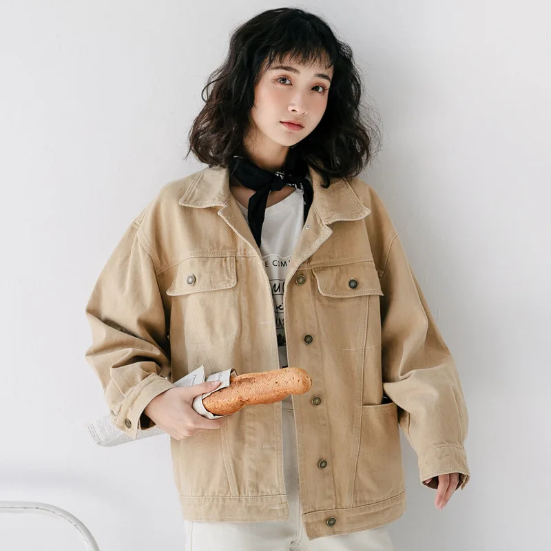 Куртка женская джинсовая короткая однотонная белая куртка из 100% хлопка в