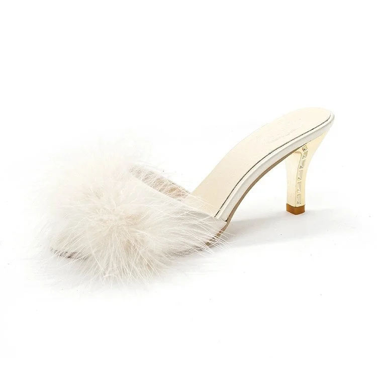 

2021 spring new hairy women's sandals thick heel high heel fashion women's sandals women's shoes