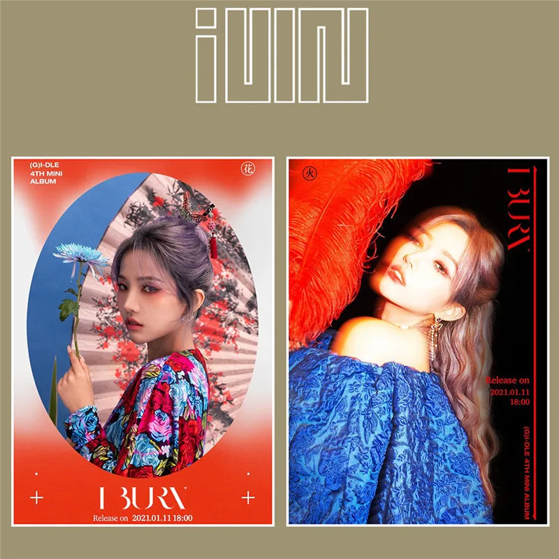 KPOP (G)I-DLE постер SOOJIN MINNIE YUQ SHUHUA MIYEON SOYEON Mini Series 4 I Burn периферийное фото самоклеящееся