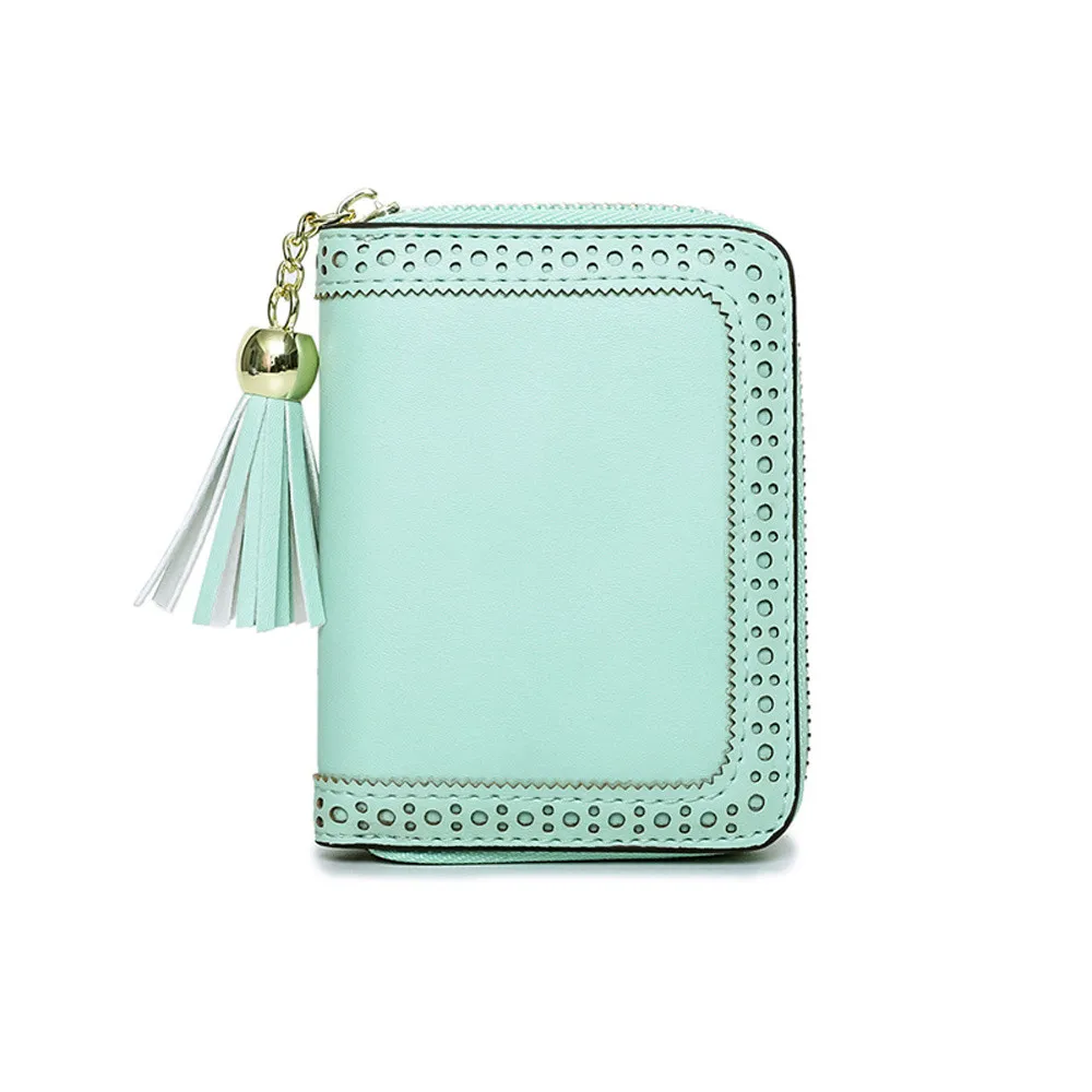 Женский кошелек с кисточками модный короткий из искусственной кожи для