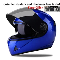new genuine full face helmets winter warm double visor motorcycle helmet casco motorbike capacete blue color