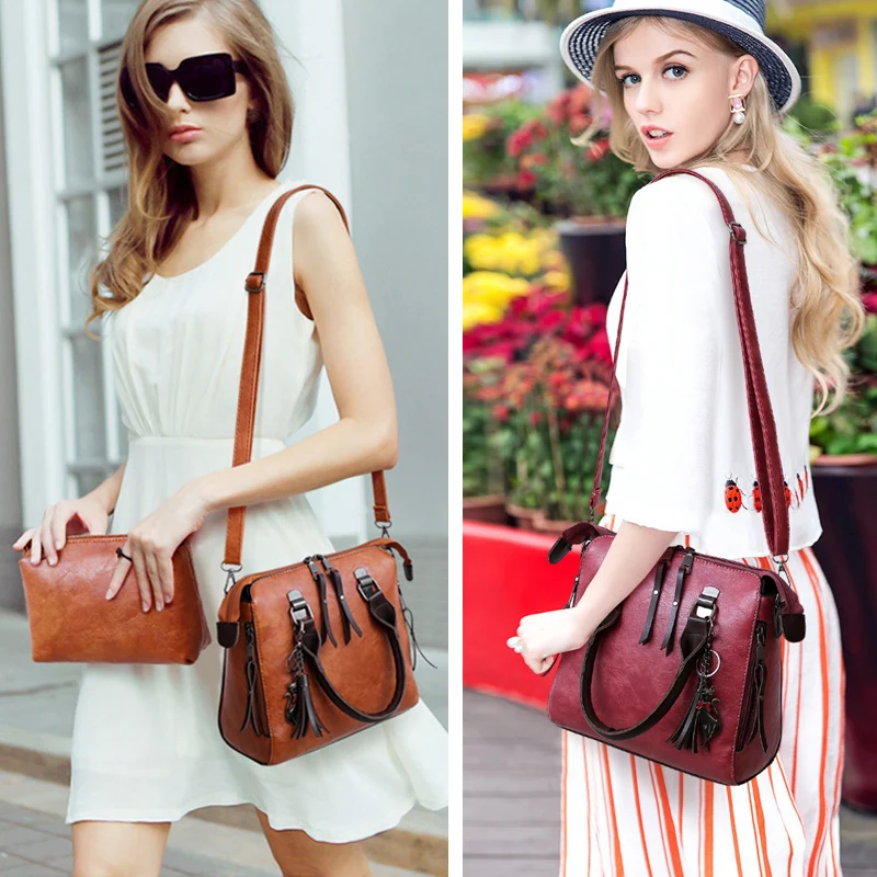 

ValenKuci Leather Shoulder Messenger Bag Tote Bag Bolsa 4pcs/Set Women Composite Bag High Quality Ladies Handbag Female set bag