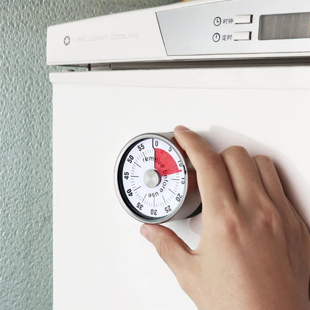 

Time Reminder Countdown Alarm Reminder Novelty 60 Minutes Kitchen Timer Magnet Round Shape Mechanical Cooking Timer