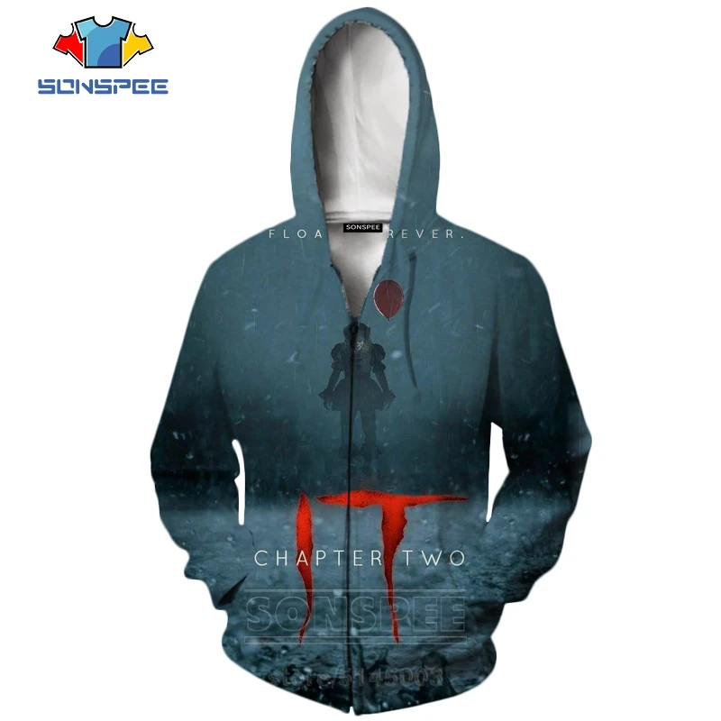 16 It Chapter две молнии толстовки Новые мужские и женские Pennywise клоун Толстовка 3D принт фильм ужасов с длинным рукавом Мода Топ пальто C063-3 - Цвет: 16