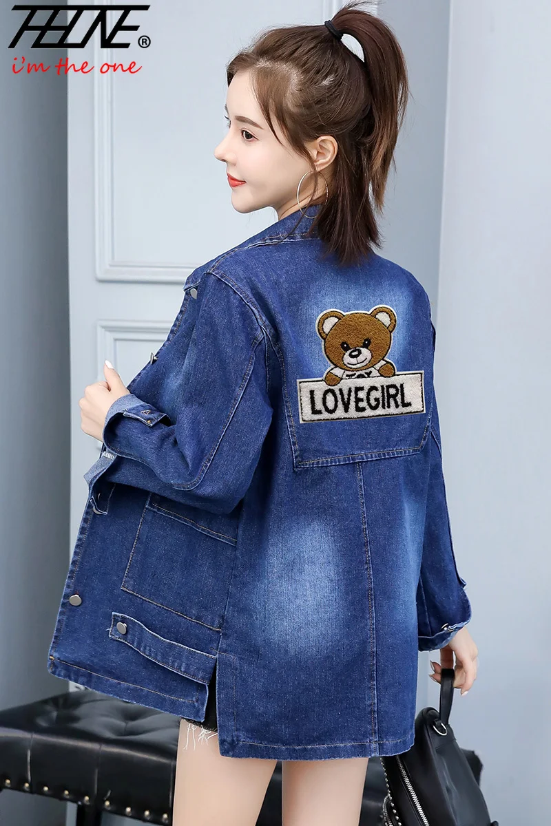 

THHONE Autumn Denim Jacket Women Denim Jacket Loose Casual Denim Coat Jacket Tops Chaqueta Mujer Veste Femme Women's Clothing