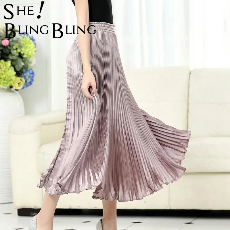 Женская плиссированная юбка SheBlingBling винтажная яркая шелковая с высокой талией