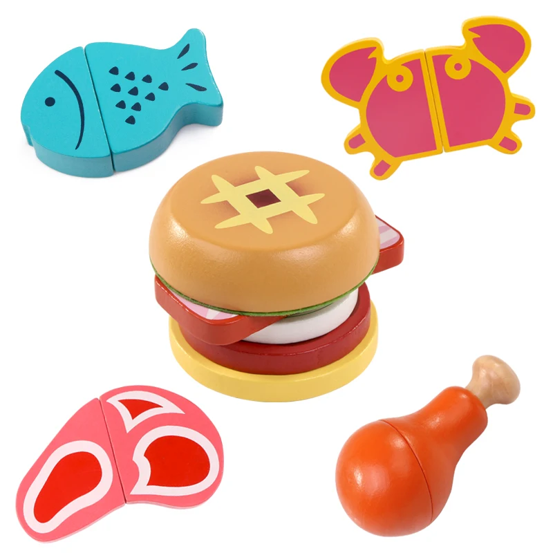 Детские деревянные кухонные игрушки для резки фуита и овощей миниатюрная игра