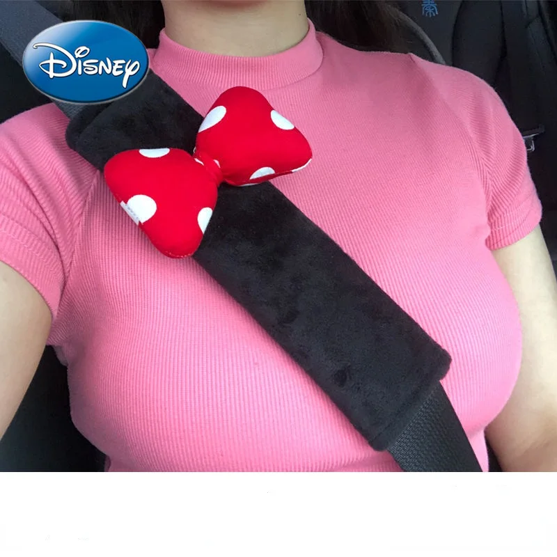 

Disney Car Seat Belt Shoulder Cover A Pair of Cute Cartoon Bow Seat Belt Anti-stroke Car Decoration Protective Cover