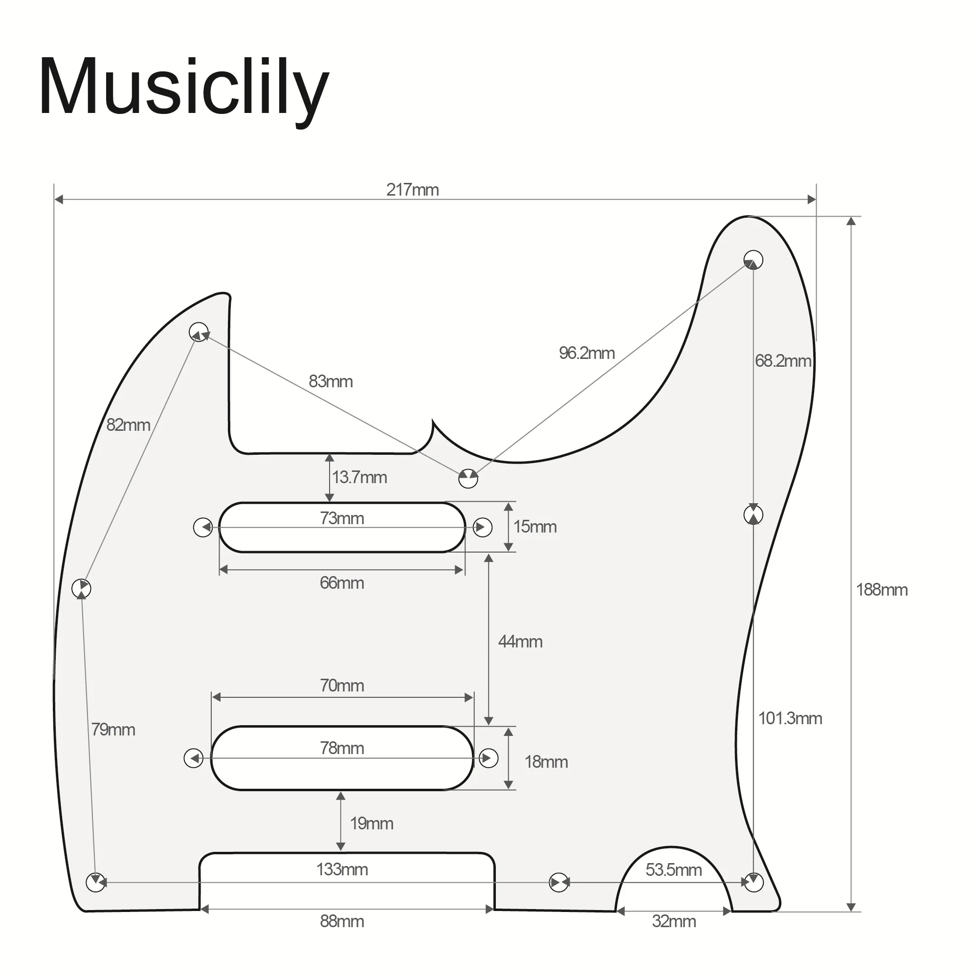 Электрогитара Musiclily Pro с 8 отверстиями Tele Pickguard для США/Мексики Fender Deluxe Nashville Telecaster