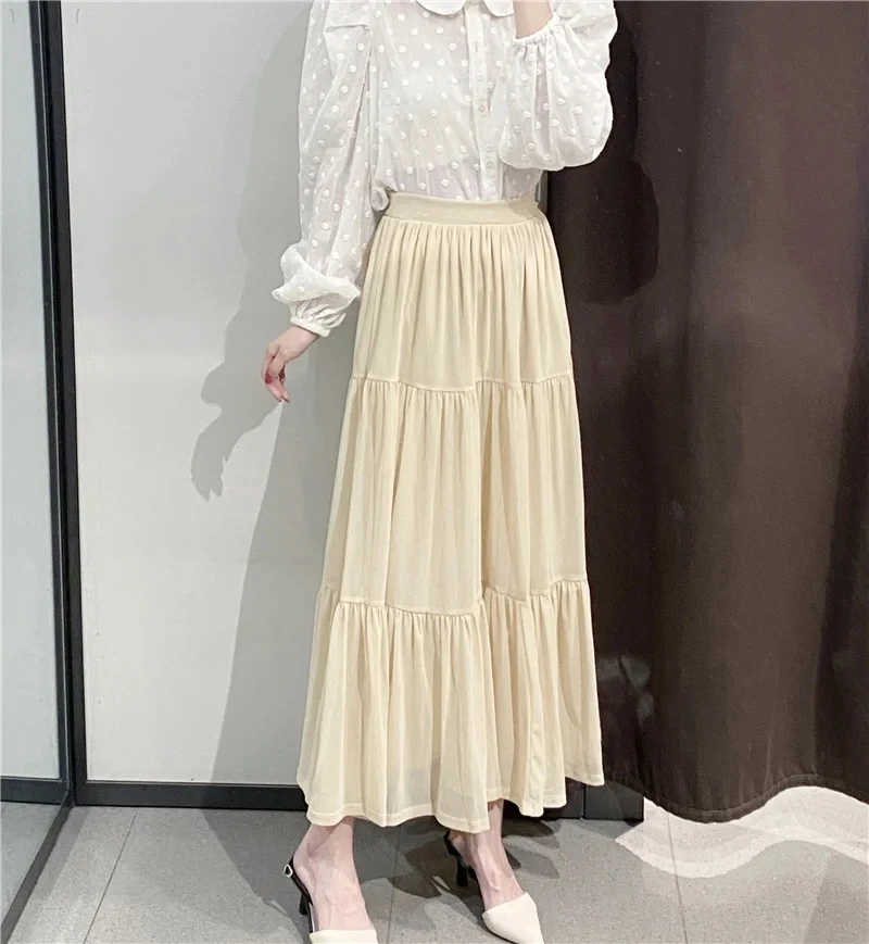 Юбка-миди Женская длинная в винтажном стиле с каскадной сеткой | одежда