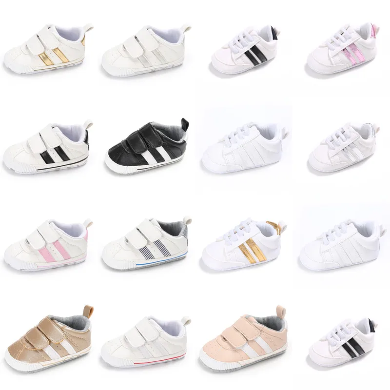 Toddler First Walker Baby Shoes Boy Girl Classical Sport Soft Sole PU Leather Multi-Color Crib Baby Moccasins Casual Shoes
