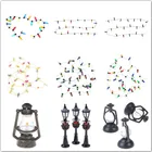 Тонкая миниатюрная Гирлянда для кукольного домика, разноцветные пластиковые Рождественские огни, аксессуары для мини-мебели, масляная лампа