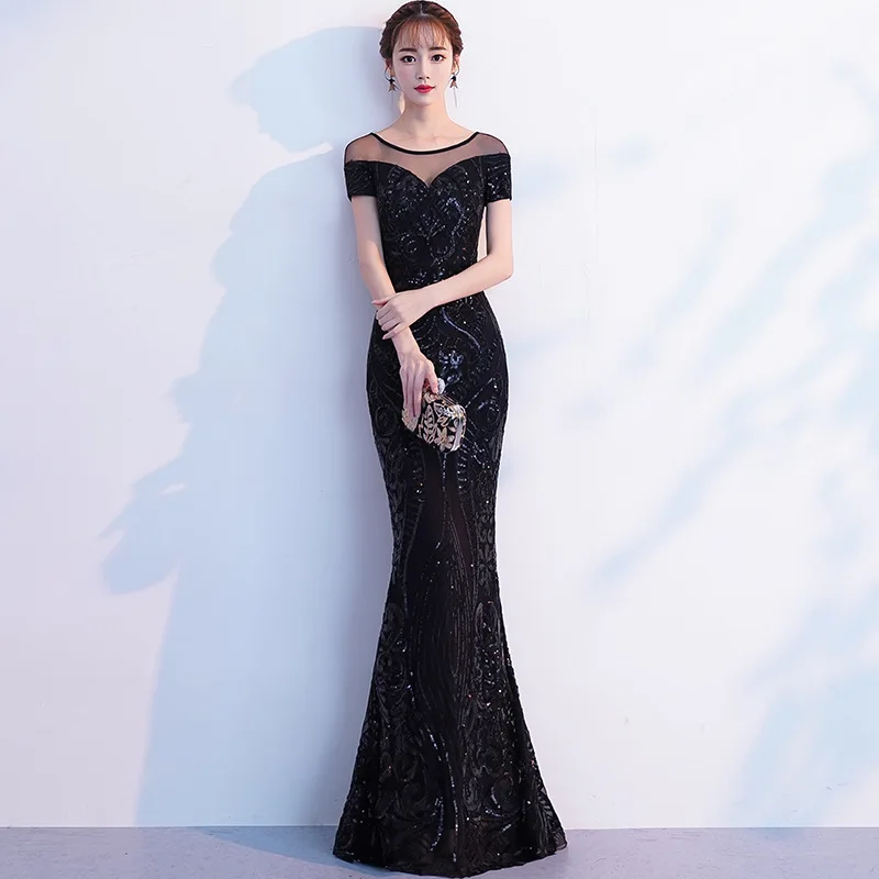 Женское вечернее платье Осень зима 2020 роскошное сексуальное длинное узкое с