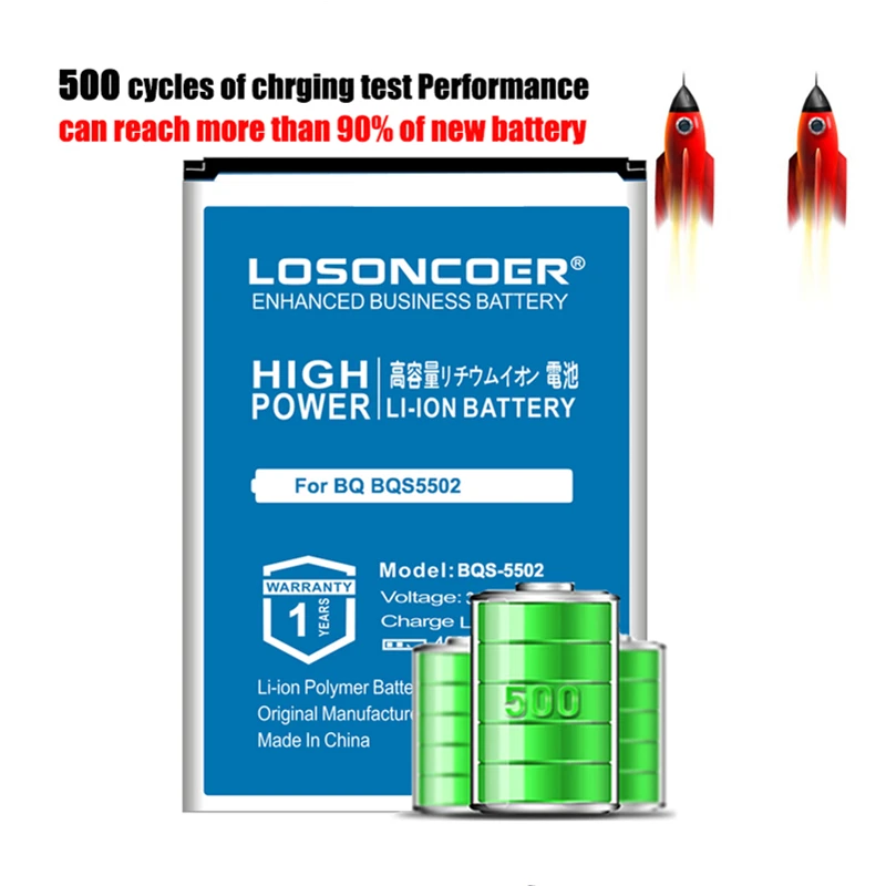 LOSONCOER BQS 5502 батареи 4000 мАч для BQ BQS5502 HAMMER хорошее качество батарея