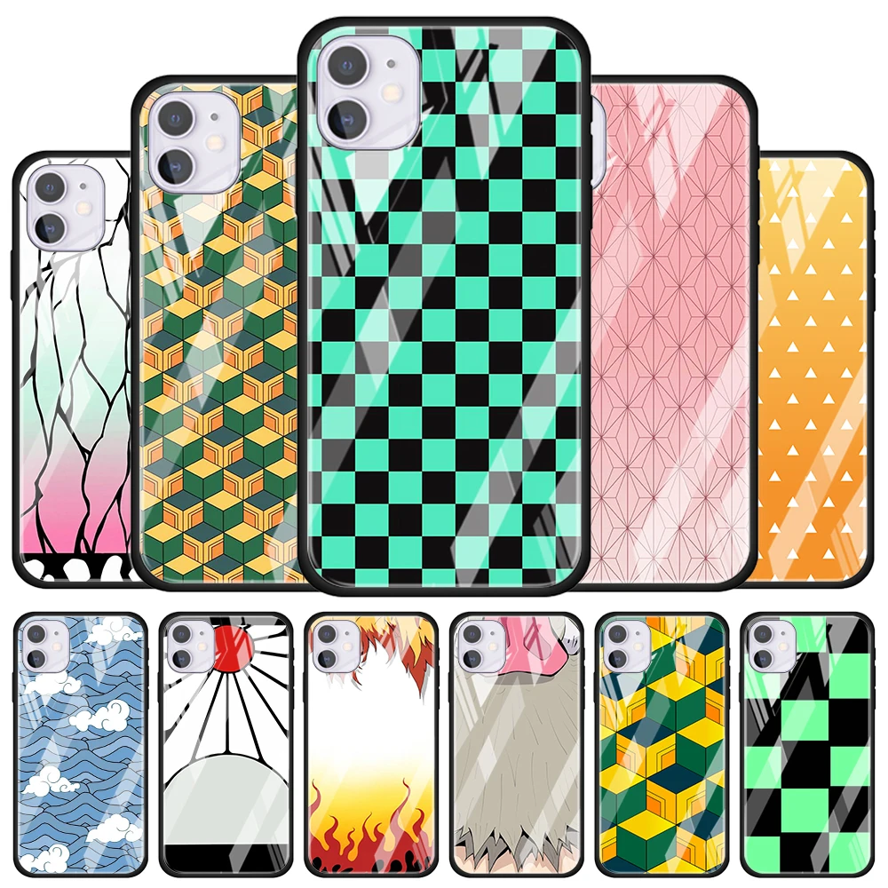 

Demon Slayer Tanjirou Nezuko for Apple iPhone 12 Pro Max Mini 11 Pro XS Max X XR 6S 6 7 8 Plus Luxury Tempered Glass Phone Case