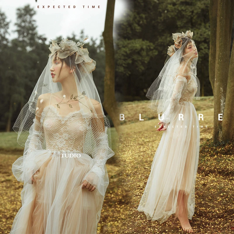 Dvotinst Женская фотография Реквизит свадебная платье вуаль Белый путешествия