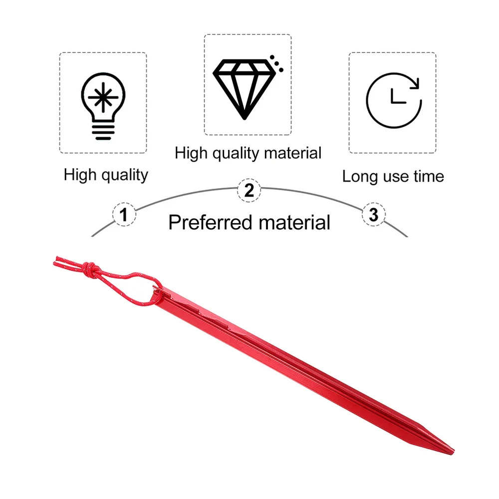 

6pcs Tent Stakes Outdoor Camping Aluminium Alloy Wind Rope Ground Stake