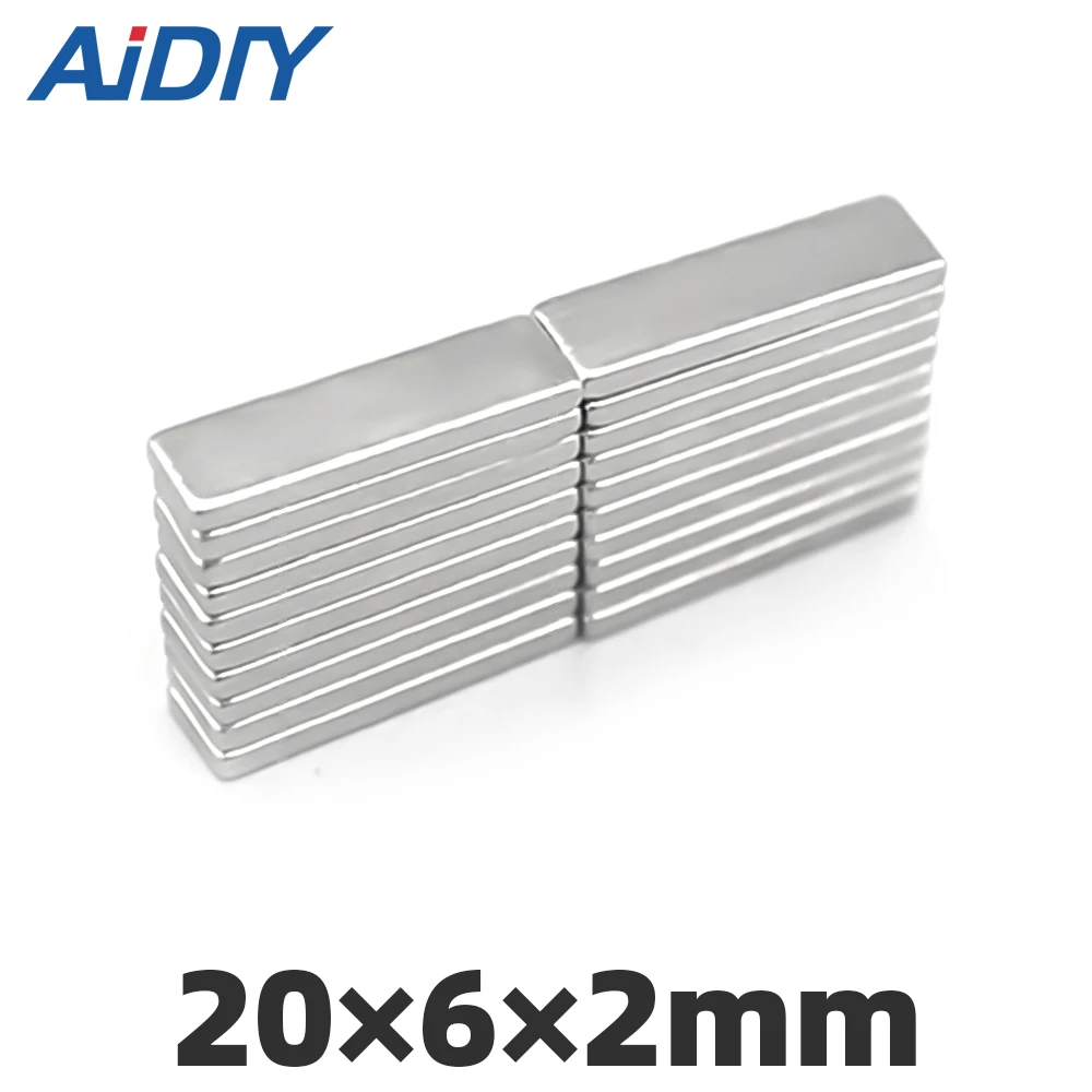 AI DIY 5/10/20/50 шт 20x6x2 мм N35 сильной квадратной NdFeB неодимовый магнит редкоземельный магнит 20*6*2 мм неодимовые магниты 20 мм x 6 мм x 2 мм