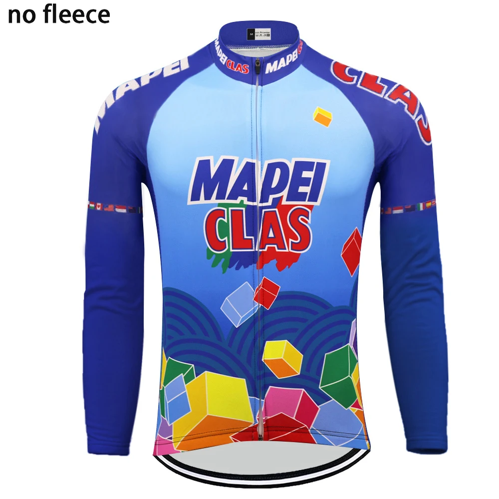 long sleeve Mapei велокофты Зимние флисовые и без флиса мужские с длинным рукавом Теплые Одежда для велоспорта Майо ciclismo mtb - Цвет: long sleeve