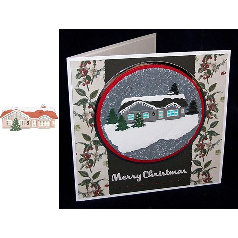 

Зимние маленькие домики в форме металлических штампов трафарет для скрапбукинга тиснение DIY бумажные карты ручной работы Декор Шаблоны