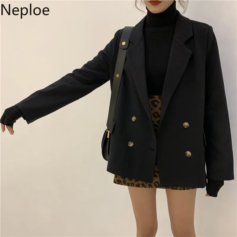 Neploe/Винтажный двубортный Женский блейзер с надрезом, куртки с воротником, женские ретро-костюмы, пальто, Feminino, блейзеры, верхняя одежда 54815