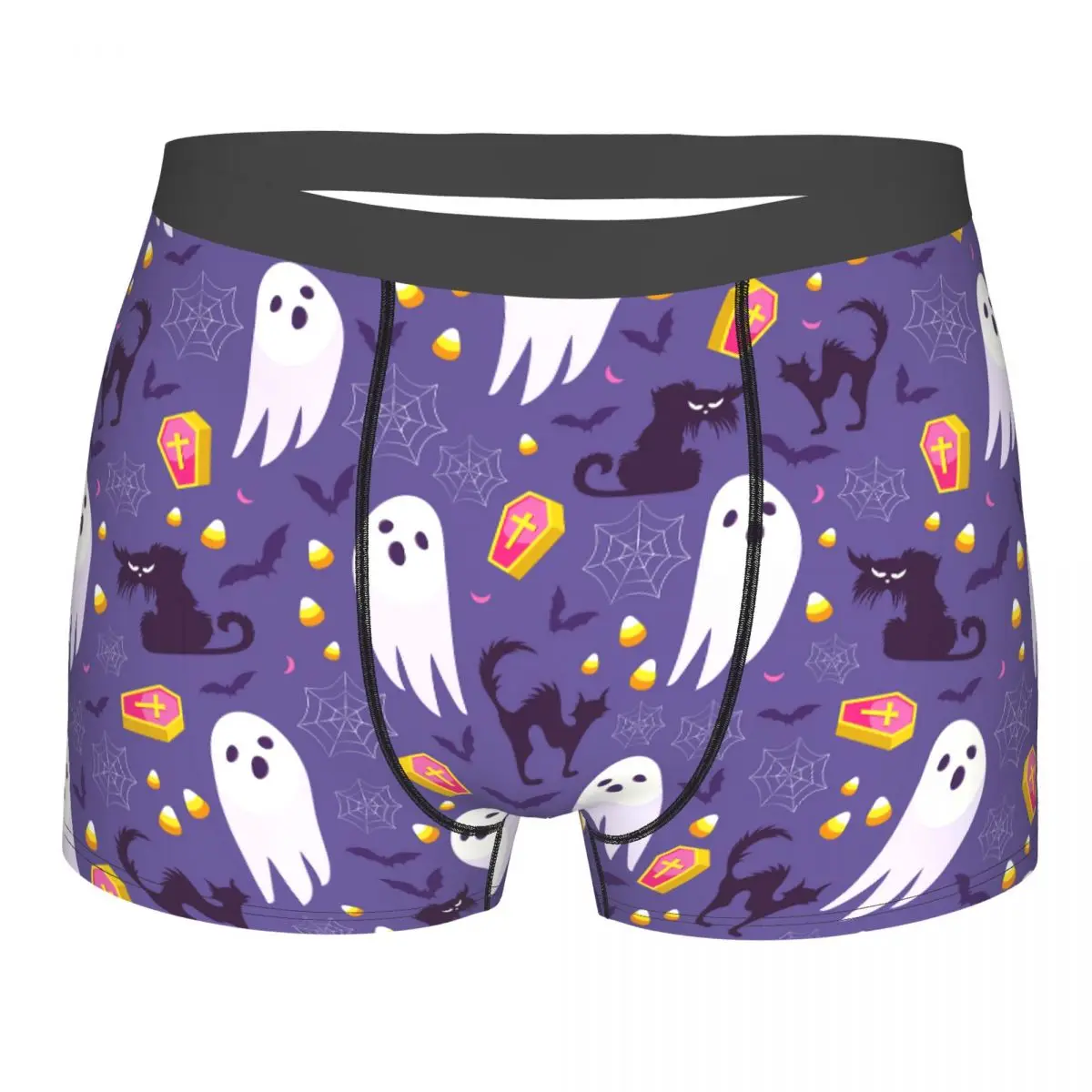 

Halloween Spooky Cat Coffin Underwear Funny Trenky Polyester Breathable Trunk Man Pouch Sublimation Boxer Brief