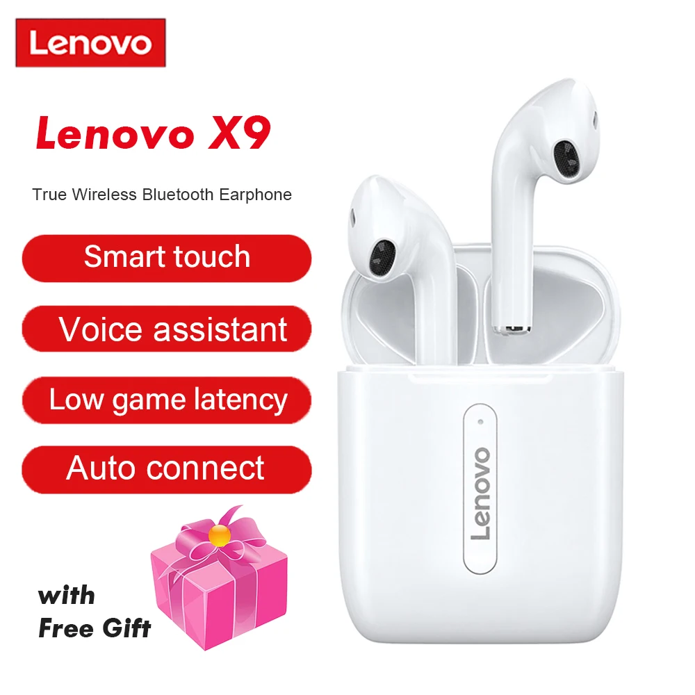 Беспроводные наушники Lenovo X9 Bluetooth 5 0 TWS с сенсорным управлением Спортивная