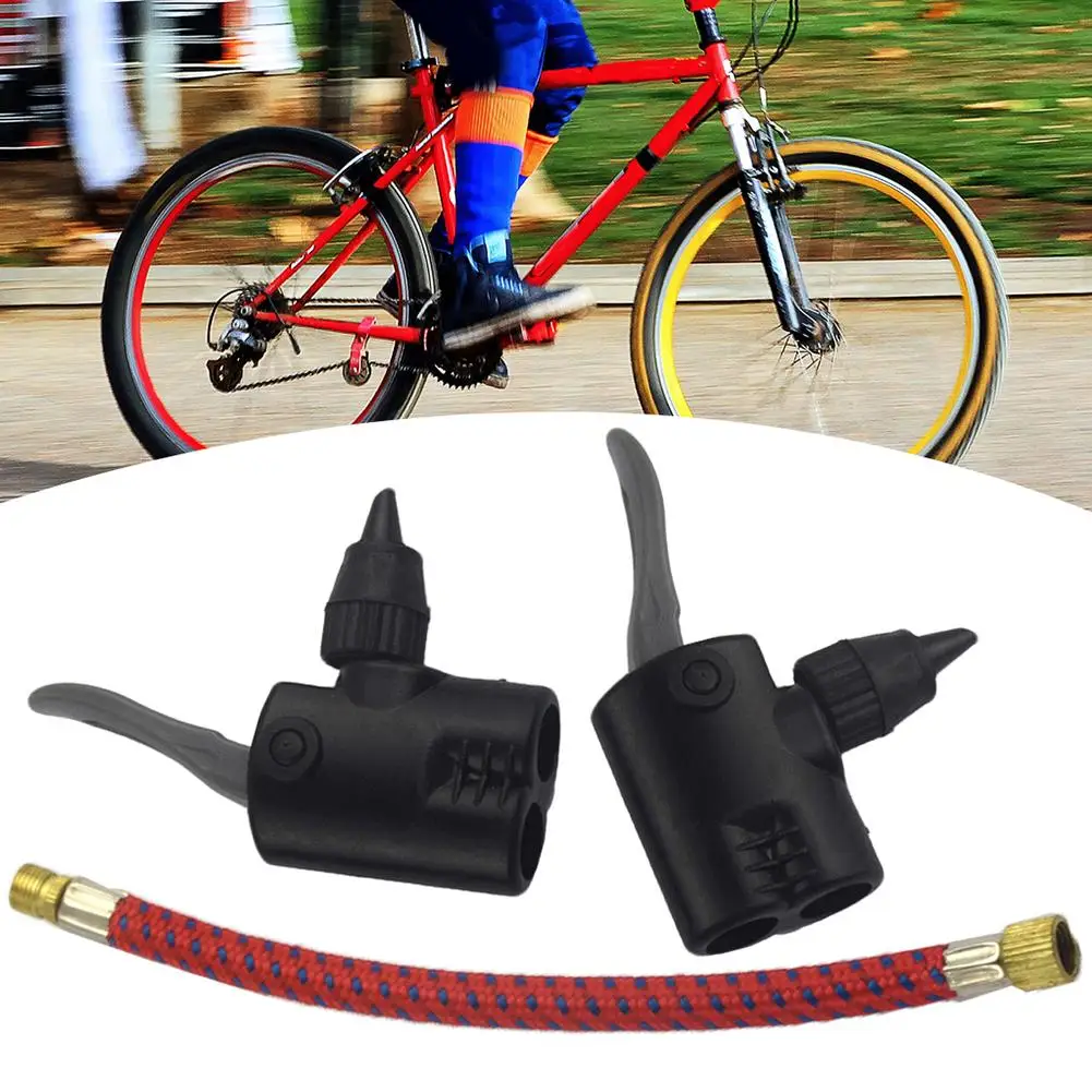 

MTB Road Bike Bicycle Tire Pump Air Inflator Tube with Dual Head Valves Adapters