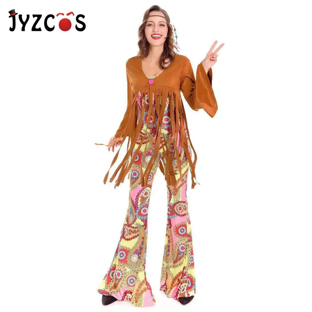 JYZCOS Новинка для женщин ранняя Карнавальная вечеринка взрослых 60s 70s ретро хиппи Go