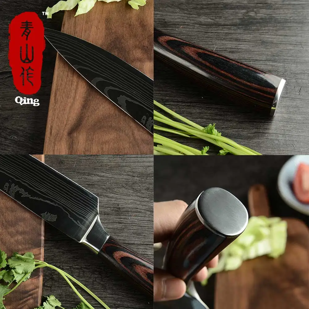 Qing Laser дамасский нож для нарезки лосося из нержавеющей стали суши филе рыбы шеф