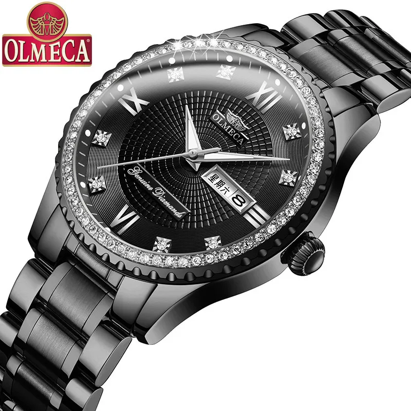 OLMECA Мужские кварцевые наручные часы роскошные золотые Для мужчин Классика