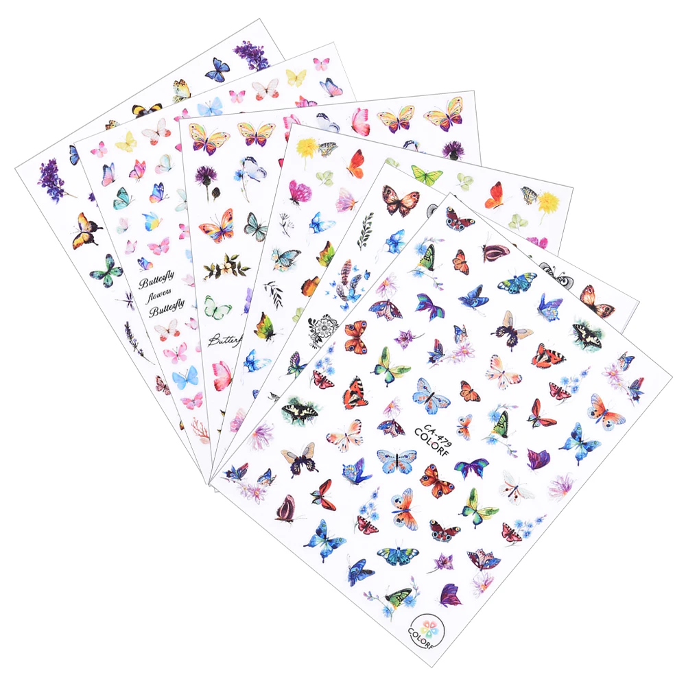 

Colourful Butterfly Nail Stickers Accessories Art Decoration Design DIY For Nail Manicure Adhesive Transfer Beautiful Decals 3D