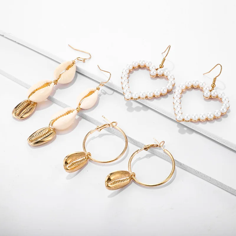 Серьги-подвески Женские винтажные в виде сердца 3 пары | Украшения и аксессуары