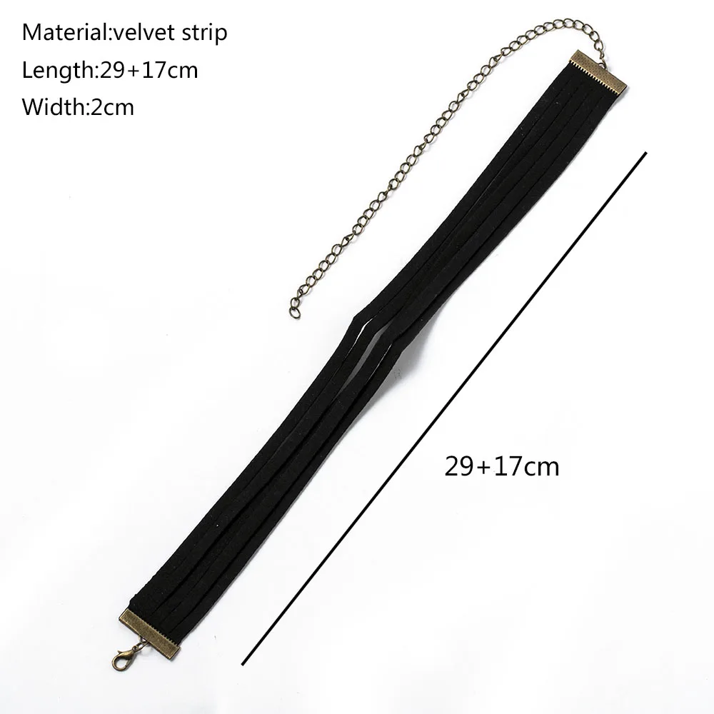 

Velvet Choker Necklace 5 layers Goth Gothic Handmade Ribbon Collar Necklaces Retro Jewelry